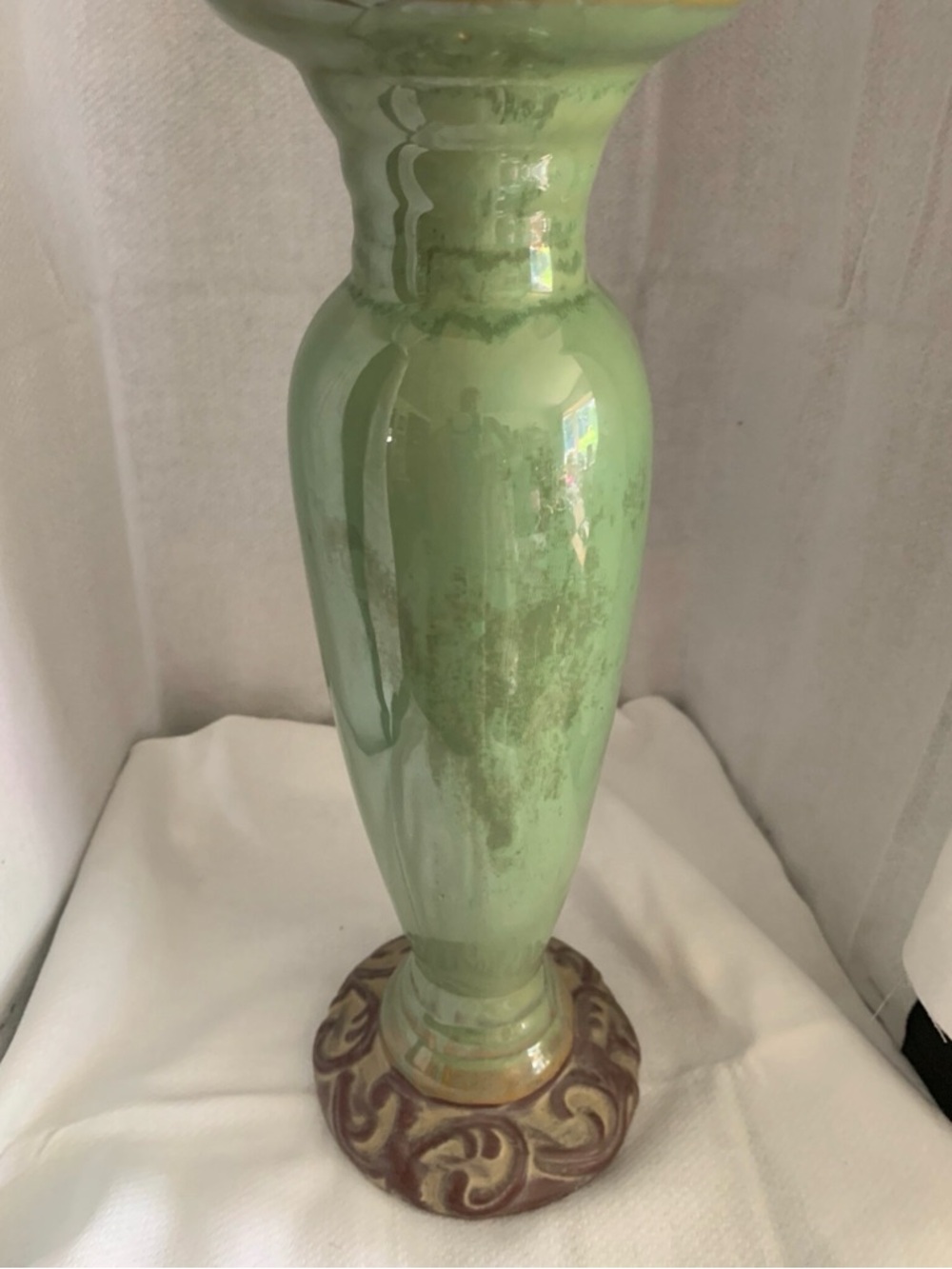 Vintage 2007 Ceramic Taper Candle Holders Green & Brown